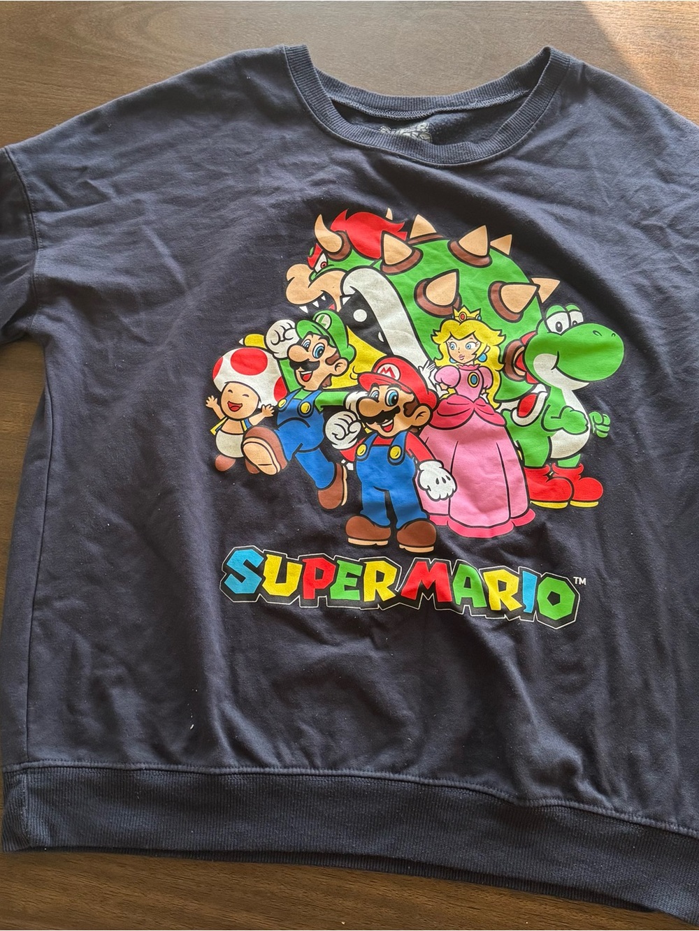 Nintendo Navy Sweatshirt with Colorful Super Mario Crewneck